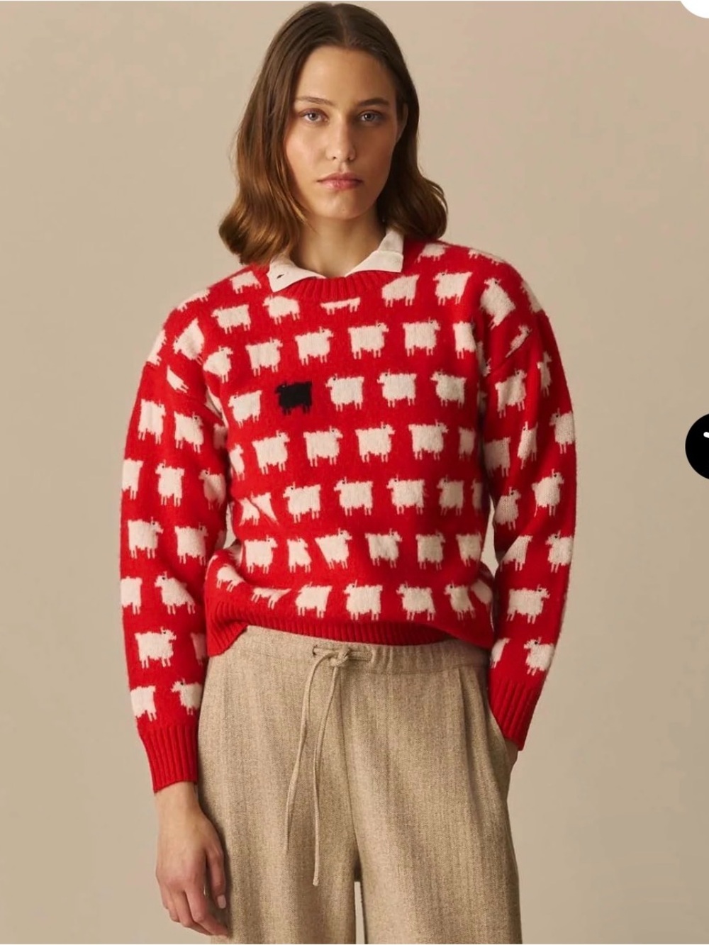 Rowing Blazers Red Sheep-Print Crewneck Sweater